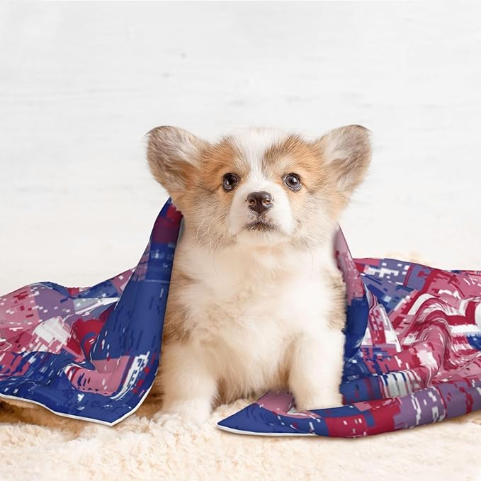 Pet Blanket for Couches and Beds, American Flag and Colored Balloons, Reversible Double Sided Plush Design with Soft Bumpy Texture and Smooth Surface, Furniture Protector