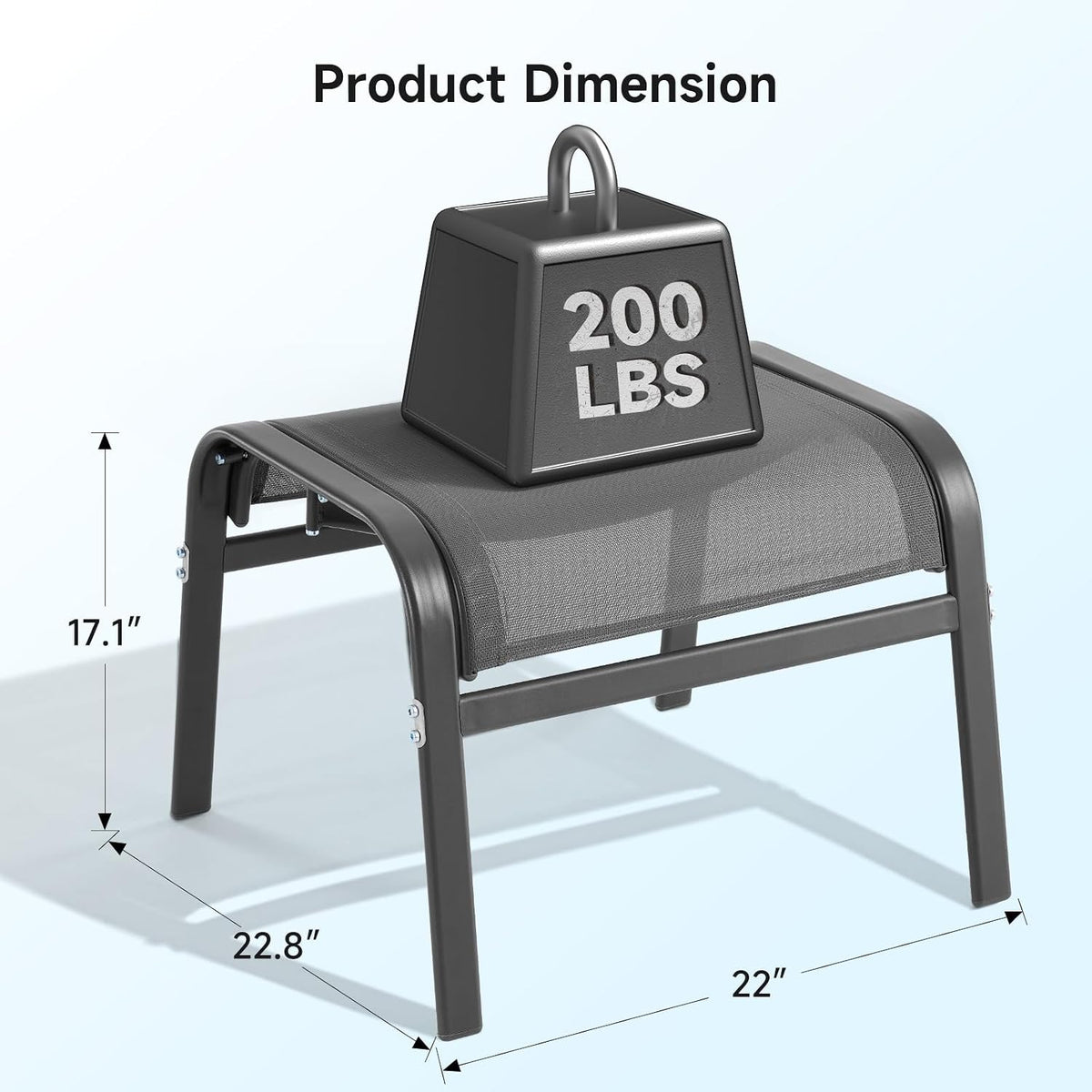 ONBRILL Outdoor Ottoman Set of 2, Oversized Outdoor Foot Rest, Grey