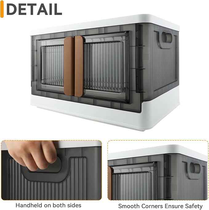 Storage Bin, Plastic Cabinet, 8.4 Gallon Capacity, 2 Pack, Collapsible Box