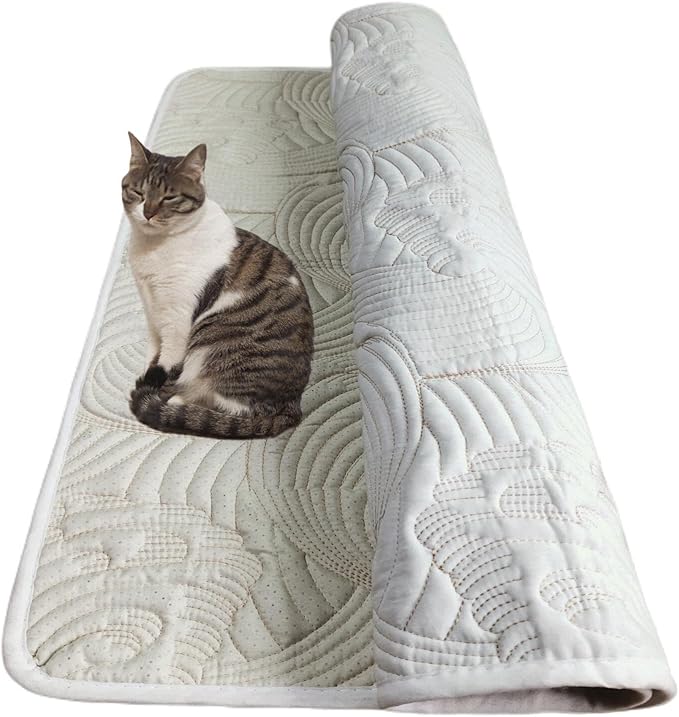 Washable Pet Pads for Small Dogs/Cats - 28" x 28", Multi-Layer Fabric Pet Mat Bed with Waterproof Backing Sofa Chair Cover Furniture Protector - Anti Cat Pee and Scratch, White