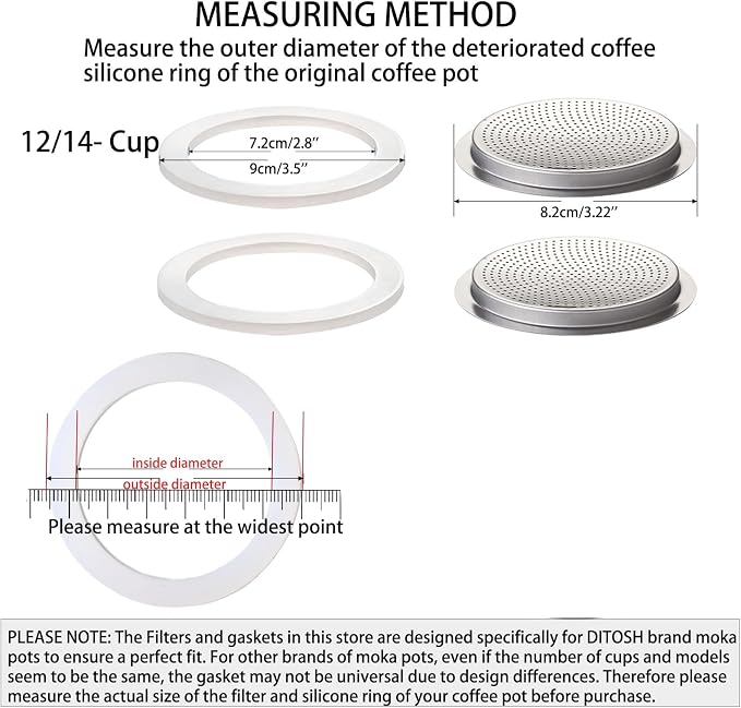 2 Pcs Filter with 3 Pcs Silicone Gasket Seals