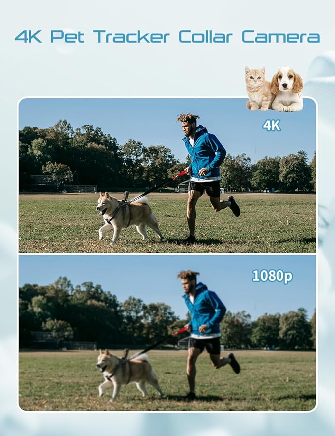 Dog Collar Camera with 64GB SD Card, 4K Cat Collar Cameras with Touch Screen, Dog Collar with Camera for Video Records, Pet Cameras Collar for Remote Monitoring Indoor Outdoor Dog Birthday Gift