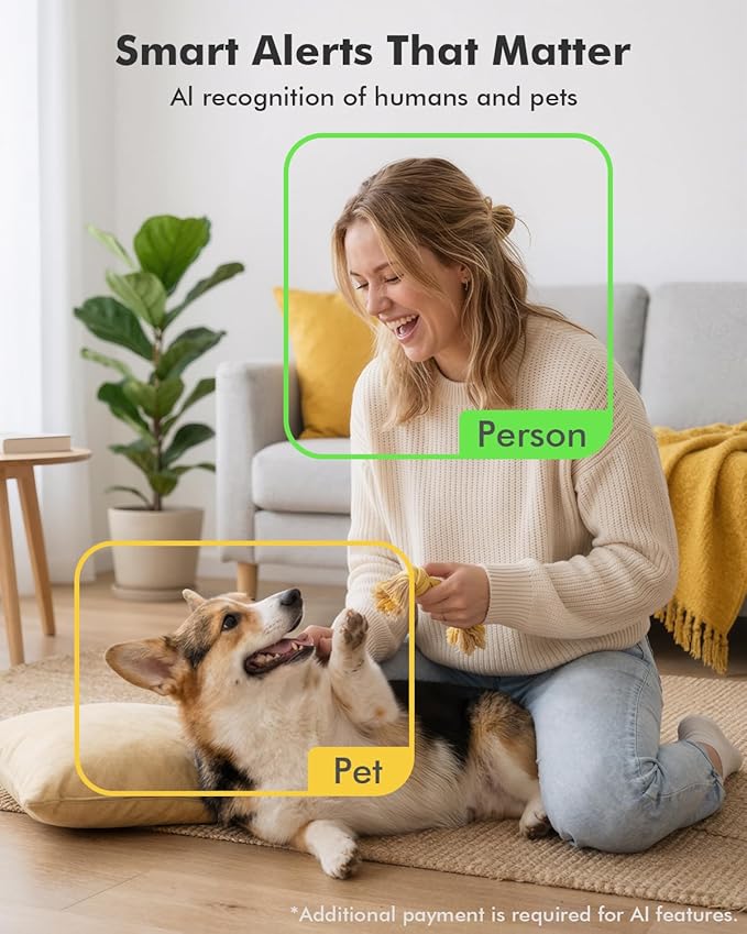 Dzees 2K Indoor Security Camera 4 Pack, 360 Degree WiFi Pet Camera with Phone App, 5G and 2.4G, Wired Home Camera with 2-Way Audio, Motion Tracking, Night Vision, White
