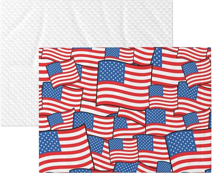 Two Sided Plush Pet Blanket for Crates Carriers Home Use, Novelty American Flag, Reversible Throw with Cozy Dot Fabric and Silky Reverse for Small Large Pets