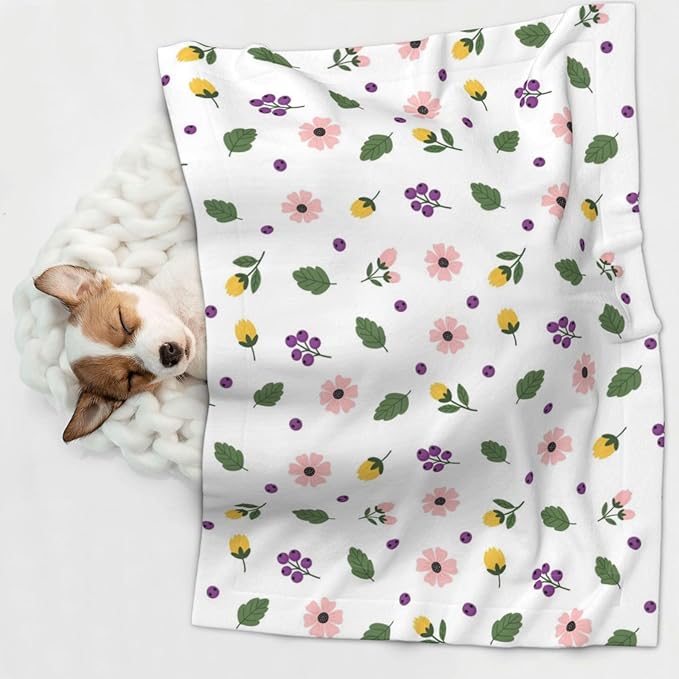 Two Sided Plush Pet Blanket for Warmth Comfort, Leaf Autumn Pattern, Reversible Throw with Cozy Nubby Side for Chilly Nights Napping Spots Around House