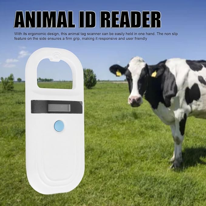 Sorandy Rechargeable EMID FDX B Portable Pet Microchip Scanner, Pet Chip Scanner, OLED Display with 134.2KHz, 128 Sets of Data, Ideal for Animal, Pigs, Dogs, Cats (White)