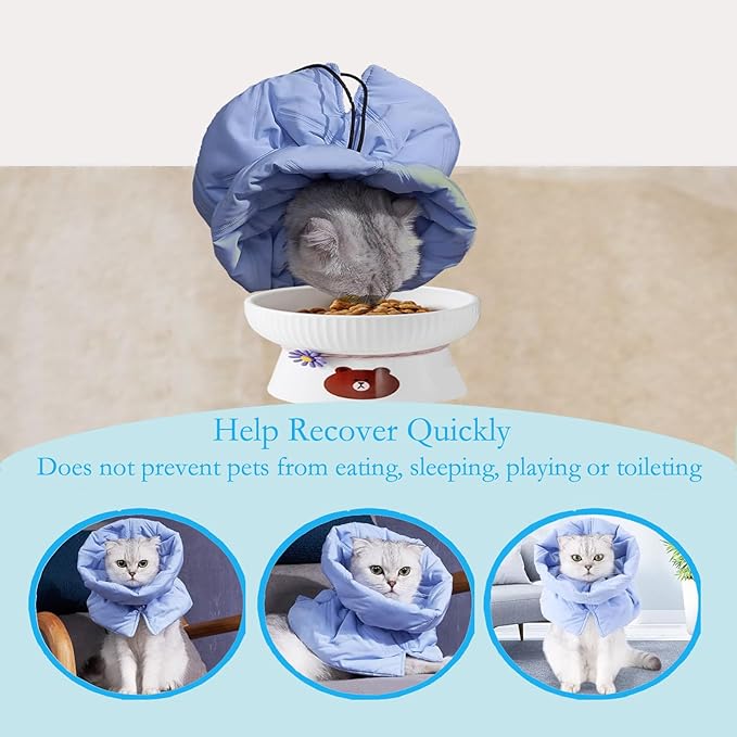 Cat Recovery Collar, Soft Adjustable Cat Cone Alternative, Lightweight Waterproof Fasteners Collars for Cats Kittens Puppies, After Post-Surgery, Surgery Stop Licking or Skin Protection.