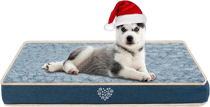 VANKEAN Waterproof Dog Crate Pad Bed Mat Reversible (Warm&Cool), Removable Washable Cover & Waterproof Inner Lining, Pet Crate Mattress for Cats and Dogs, Joint Relief Dog Bed for Crate, Navy
