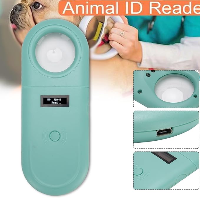 Greensen Microchip Reader, Rechargeable Handheld Pet Scanner with 1.44IN TFT Display and LED Light for Dogs Cats Pigs Animal Identification ISO11784 ISO11785