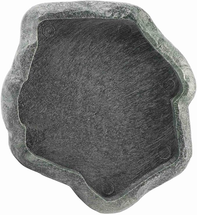 Reptile Bowl, Resin Rock Reptile Food and Water Feeder Pet Aquarium Ornament Terrarium Dish Plate for Tortoise Lizard Iguana(Dark Green S)
