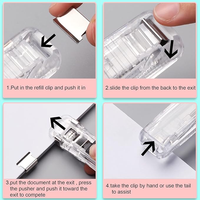Reusable Portable Paper Clam Clip Dispenser 40 Sheet Capacity-2Pcs Dispenser 100 Metal Refill Clips (50 Silver + 50 Color) for Home School Desk Office (Lilac)