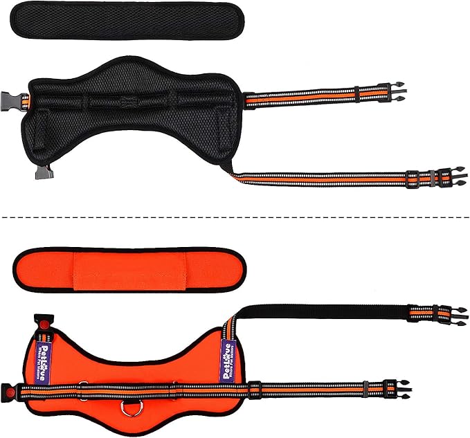 PetLove Dog Harness, Adjustable Soft Leash Padded No Pull Dog Harness for Small Medium Large Dogs, Orange