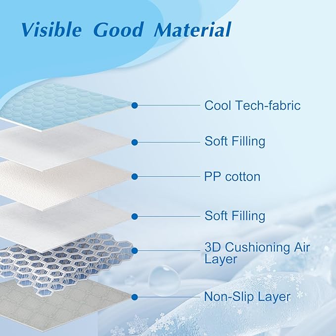 Cooling Mat for Large Dogs, Thick Breathable Dog Cooling Mat Q-MAX>0.45, Cooling Bed Chill Cool Fiber & Non-Slip Bottom Cold Crate Pad Kennel Bed for Dog Puppy and Cat, Non-Toxic, Foldable & Washable