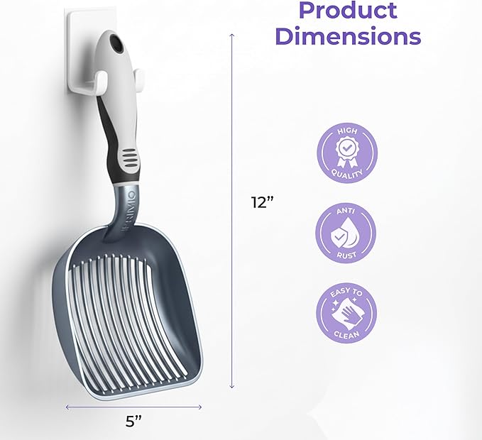 Sifter w/ Deep Shovel Cat Litter Scoop - Designed by Cat Owners - Durable Plastic Cat Litter Scooper for Litter Box - Solid Strong Handle. By iPrimio. Patented Kitty Litter Scoop