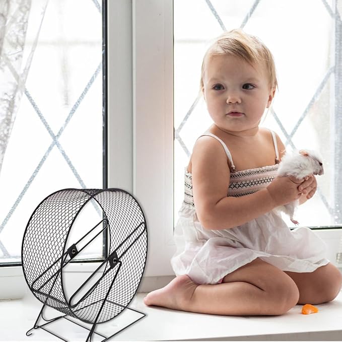 Mikikit Chinchilla Wheel Hamster Running Wheel Iron Fitness Chinchilla Silk Screen Large