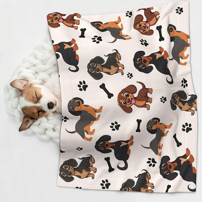 Dachshund Throw Blanket - Cute Dachshunds Dog Blanket for Pet Puppy Blankets 30x20 for Couch Sofa Bed