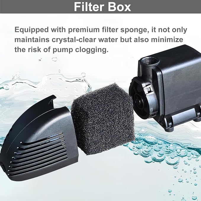 Pond Filter with Pump Fountain Kits, Submersible Pump Pond Fountain Koi Pond