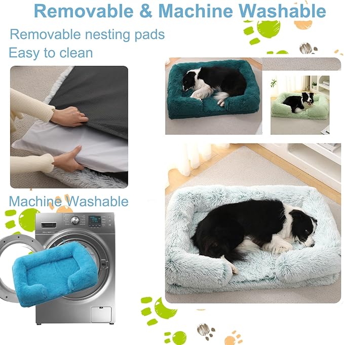 Dog Beds Large Sized dog Orthopedic, Sofa Dog Bed with Waterproof Lining and Nonskid Bottom, Rectangle Washable Dog Bed for Medium Small Dogs and Cats Comfortable ( Color : Blue , Size : 17 x 15" )
