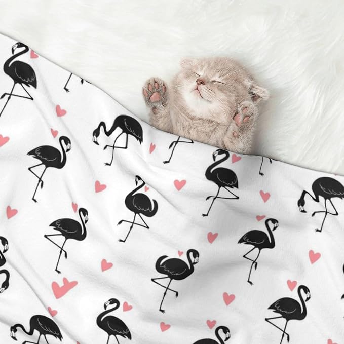 Reversible Dog Blanket for Beds Couches, Flamingo, Double Sided Cat Blanket with Textured Dot Feel and Smooth Feel for Seasonal Comfort All Year