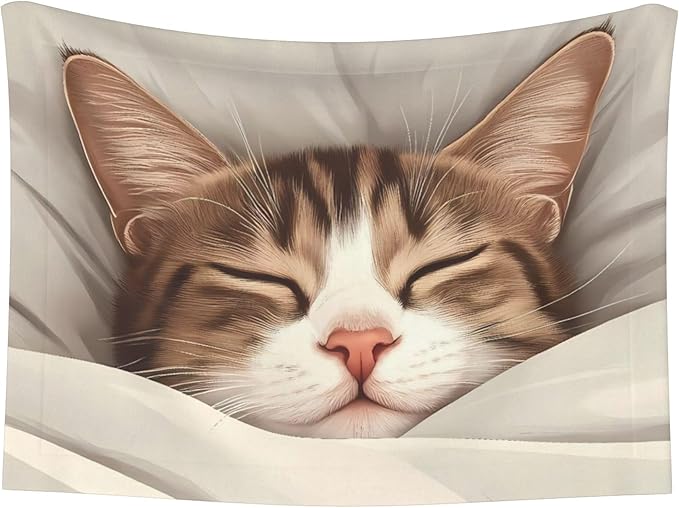 Waterproof Dog Blanket Soft Pet Blanket for Puppy, Fleece Cat Throw Blankets for Furniture Bed Couch Sofa Reversible - Sleeping Cat in Blanket