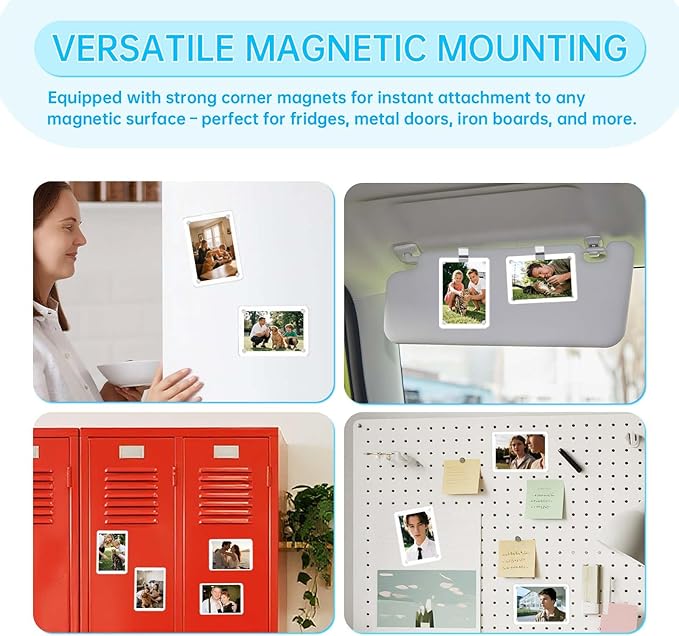 2 Pack Magnetic Car Visor Photo Holder – Personalized Acrylic Clip for Family, Pets, Travel Pictures – Easy Snap-On Car Accessory for Sun Visor (2 Pack, 2.4''x3.5'')