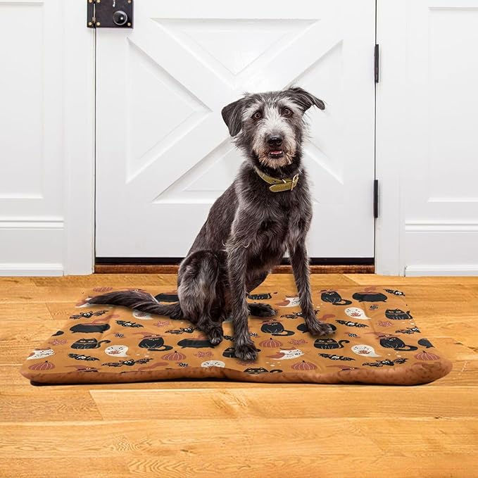 Pet Bed Halloween Cat Bat Witch Dog Bed Mat Absorbing Non Slip Pad Pet Sleeping Mat for Small, Medium, and Large Dogs Puppy Cat 36 in x 24 in