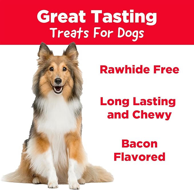 Country Kitchen Rawhide Free Chewy Stick Dog Treats, Bacon Flavor, 24 Count (Pack of 2)