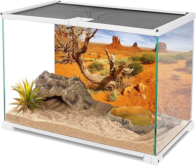 AWERT 30x12 inches Reptile Habitat Background Orange Desert Terrarium Background Durable Polyester Background