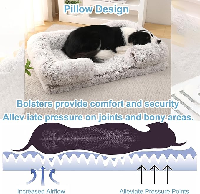 Dog Beds Large Sized dog Orthopedic, Sofa Dog Bed with Waterproof Lining and Nonskid Bottom, Rectangle Washable Dog Bed for Medium Small Dogs and Cats Comfortable ( Color : Brown , Size : 31 x 21" )