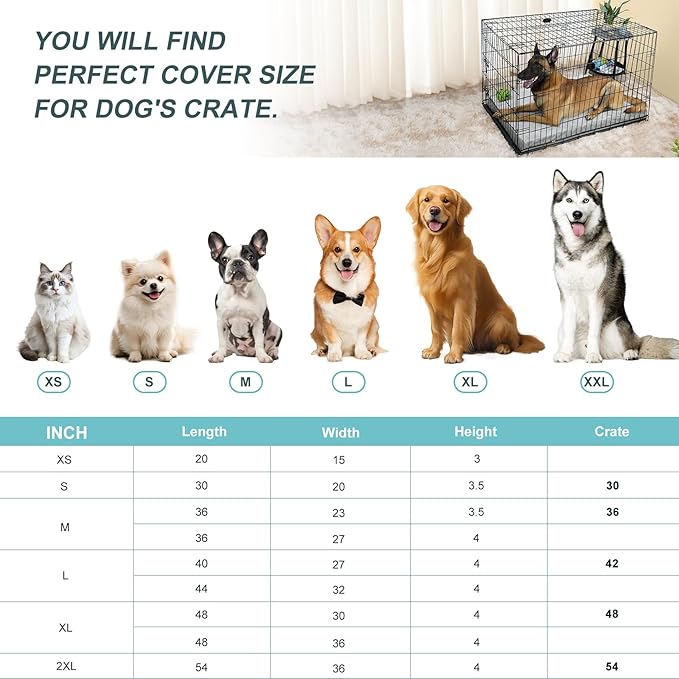 Explore Land Waterproof Dog Bed Cover Machine Washable Fluffy Dog Bed Replacement Cover for 48 Inch Crate, 48Lx30Wx4H inch, Gray