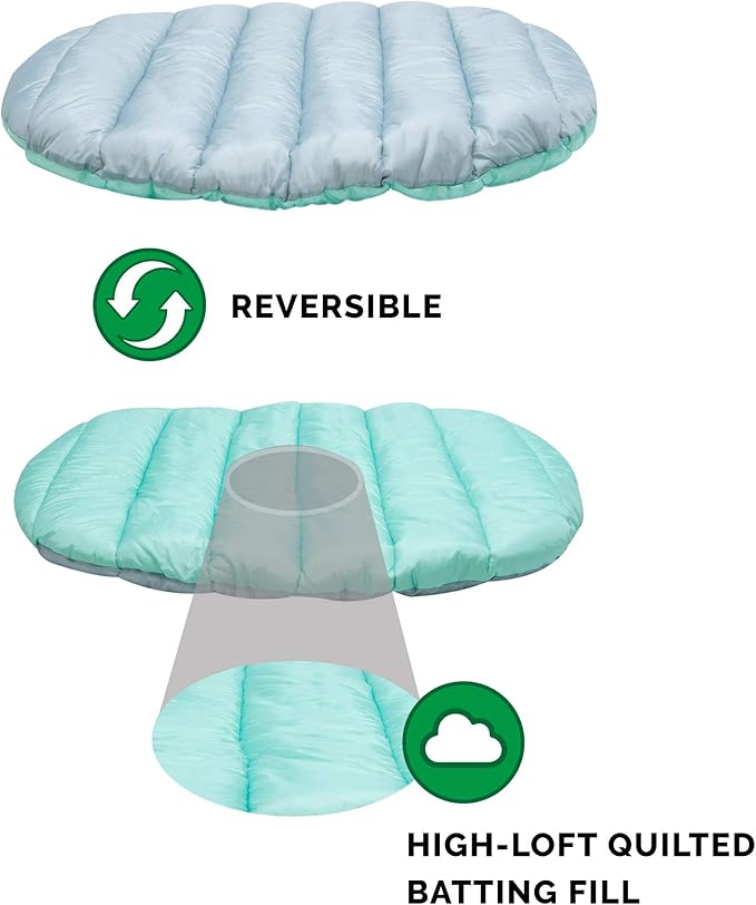 FurHaven Outdoor Travel Dog Bed for Large Dogs, Lightweight Trail Pup Travel Pillow Mat with Stuff Sack, Machine Washable & Foldable, Large, Aqua/Granite Gray