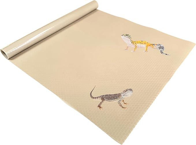 Tank Liner, 17.7" x 59", Reptile Terrarium Substrate Mat Carpet Bedding, Enclosure Liner for Bearded Dragon Leopard Gecko Lizard Tortoise Snake (Beige)