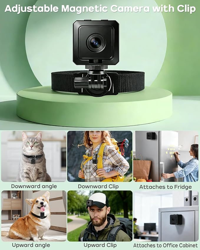 AEZ Pet Camera Collar with APP Control, 1080P HD Pet POV Camera, 210-mins Recording Wearable Action Camera with Hotspot WiFi, Magnetic Clip Camera for Cats Dogs Kids & Outdoor Use (No SD Card)