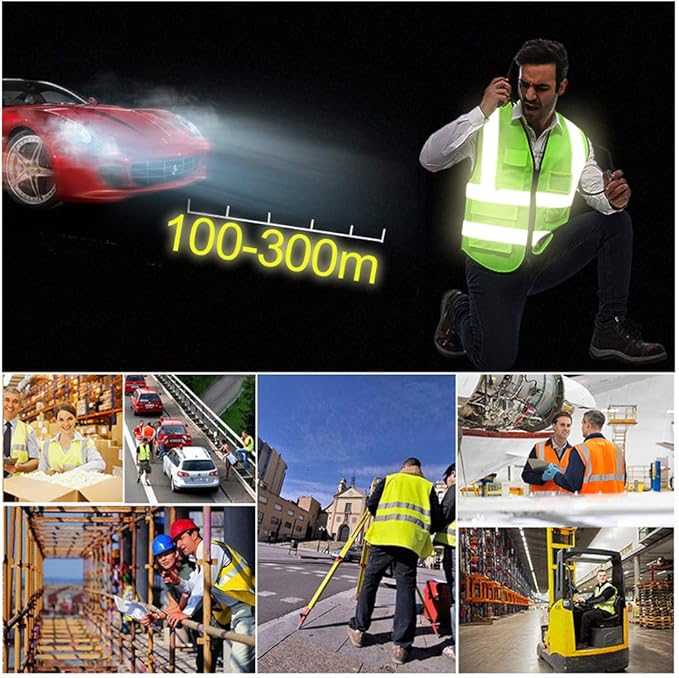 YOWESHOP High Visibility Safety Vest Custom Your Logo Protective Workwear 5 Pockets With Reflective Strips Outdoor Work Vest (Red (3XL))