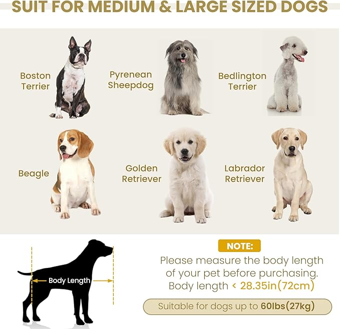 Elevated Dog Sofa with Backrest and Armrests, Button Tufted Dog Couch Bed with Soft Cushion for Medium Dogs, Stylish Lounging Bed Pet Couch Chair, 60Lbs Weight Capacity, Beige