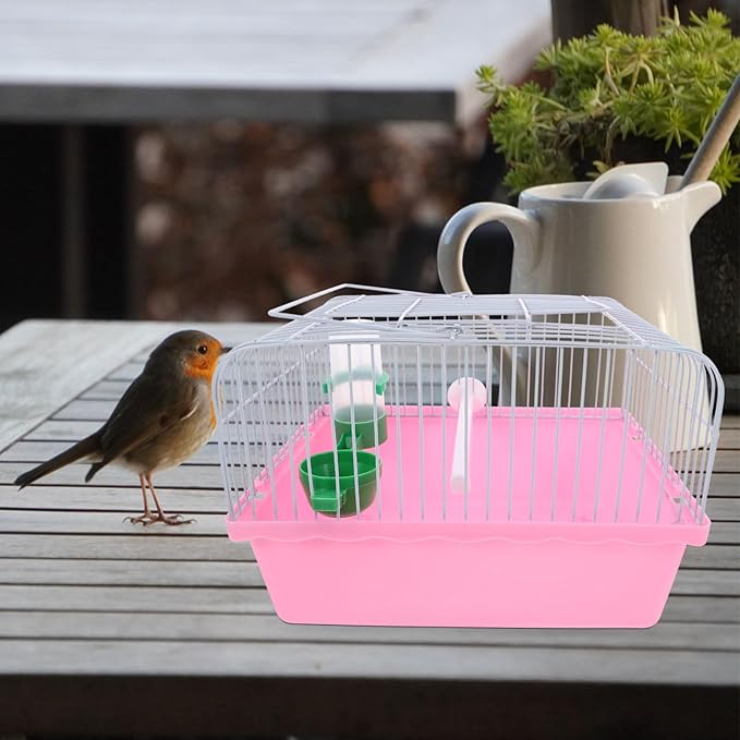 balacoo Portable Bird Cage for Lovebirds Lightweight and Spacious Travel Carrier with Perch Food Box and Waterer for Pet Birds Go Owners