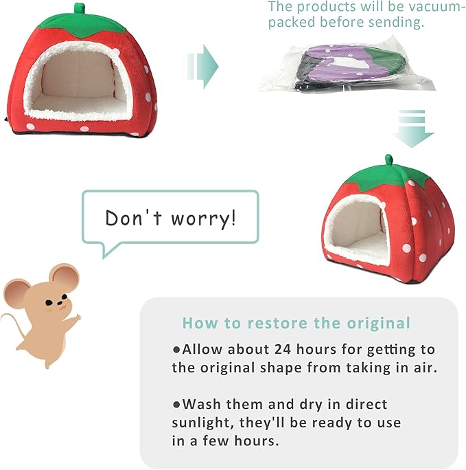 Guinea Pig Hideout Bed Dwarf Rabbit House Cave Accessories Cozy Hide-Out for Little Bunny Hedgehog Ferret Chinchilla&Other Small Animals