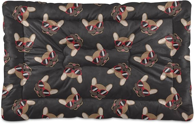 Funny French Bulldog Pet Bed Cute Dog Bed Mat Absorbing Non Slip Pad Pet Sleeping Mat for Small, Medium, and Large Dogs Puppy Cat 24 in x 18 in