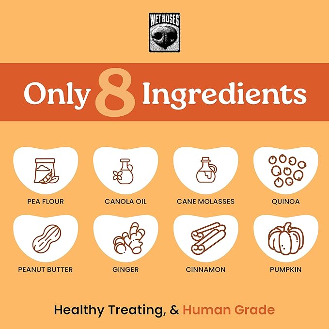 Wet Noses Organic Crunchy Dog Treats – All-Natural, Human-Grade, Non-GMO, Healthy Training & Delicious Snacks for Dogs, for All Dog Sizes & Breeds – Grain Free Pumpkin & Quinoa, 5lb (Single Pack)