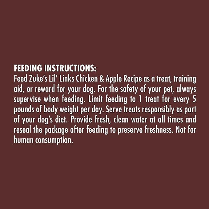 Zuke’s Lil’ Links Dog Treats for Dogs of All Sizes, Snacking Sausage Treats for Dogs, Pet Treats made with Real Chicken & Apple, 6 oz. Resealable Pouch - 6 oz. Bag