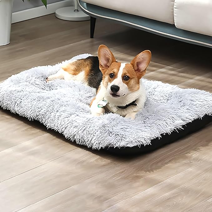 Dog Crate Mat, Dog Bed for Large Dogs, Comfy Fluffy Kennel Pad Anti-Slip for Dog beds & Furniture, Quilted Dog Bed for Pets for Medium/Small Dogs Cats (Color : Red, Size : 36x25)