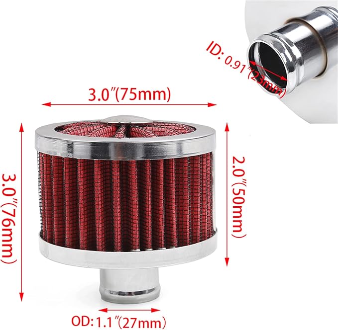 MUGE RACING 23mm Car Air Filter Universal Cold Air Intake Filter High Flow Vent