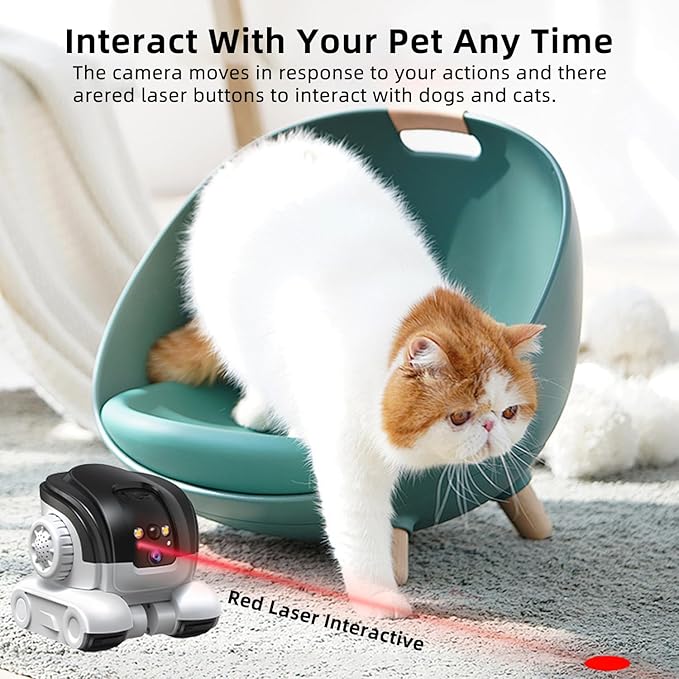 AEZ Robot Camera on Wheels 1080P Dual Lens,Security Indoor Camera with 2-Way Talk,Blinky Bot with Night Vision, Distance Bot 5200mAh Battery & App Control for Cats/Dogs/Baby/Elderly (SD/Cloud Storage)