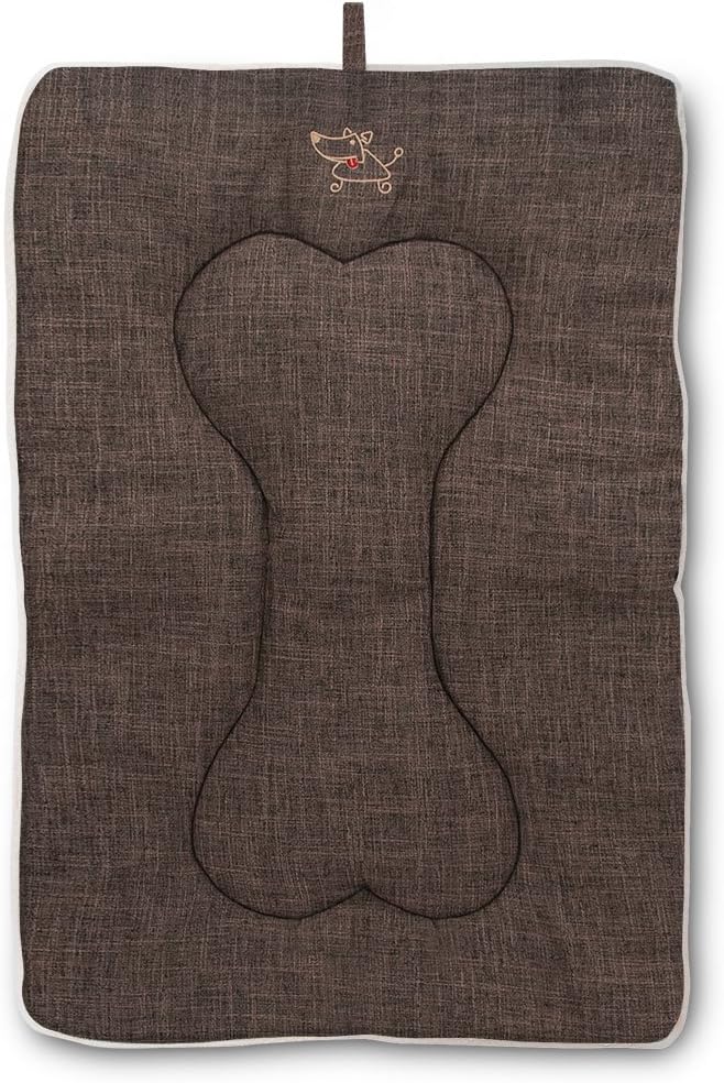Best Pet Supplies Machine Washable Dog Crate Mat – Double-Sided Kennel Pad - Brown Linen, XL (42 x 28)