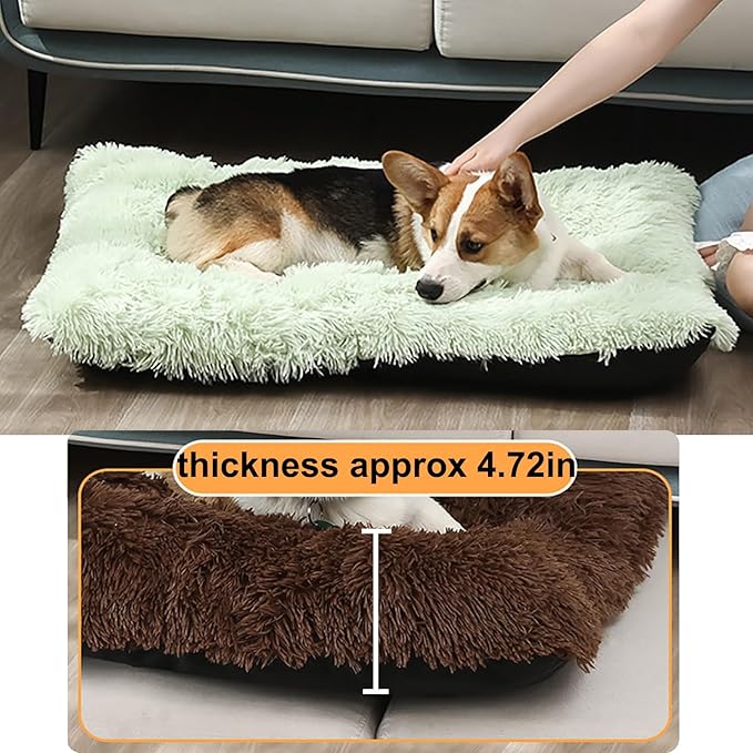 Dog Crate Mat, Dog Bed for Large Dogs, Comfy Fluffy Kennel Pad Anti-Slip for Dog beds & Furniture, Quilted Dog Bed for Pets for Medium/Small Dogs Cats (Color : Green 1, Size : 20x14.9)