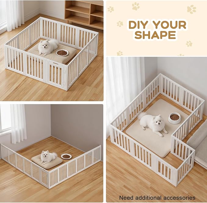Clear Dog Play Pen,Pet Playpen with Door,Easy to Clean and Install Puppy pens for Both Indoor and Outdoor use (White, 30.3 inch Height, 12 Panels)