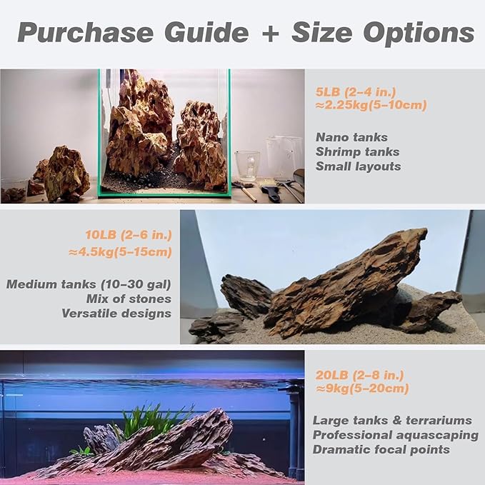 Unocho Dragon Stone Aquarium Rocks 5lb Seiryu Stone for Fish Aquariums Landscaping Model Fish Tanks Terrariums Vivariums Paludarium Amphibian Enclosures(2-4 inches)