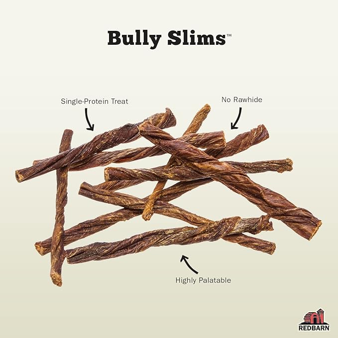 Redbarn Bully Slims Esophagus Dog Treats – 4.7 oz Bag – Single Protein Made with Natural Beef Esophagus, Slow-Roasted for Maximum Flavor – No Rawhide, Highly Digestible Chew, Gluten-Free