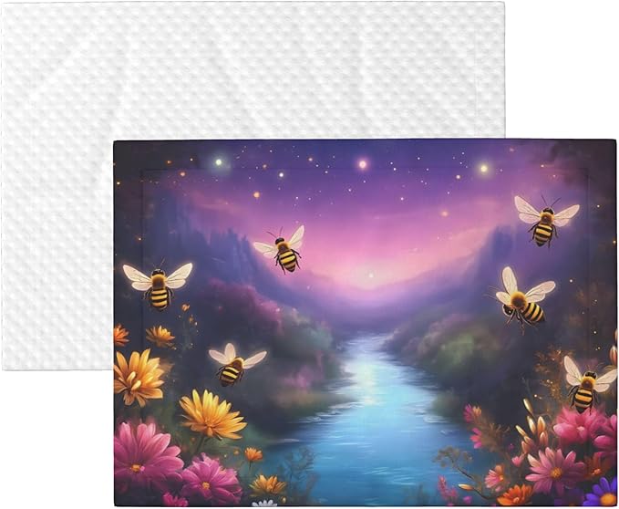 Waterproof Dog Blanket Soft Pet Blanket for Puppy Cat, Fleece Cat Throw Blankets for Furniture Bed Couch Sofa Reversible - Magical Bees Twilight River