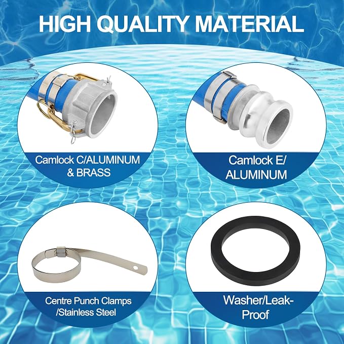1.5" x 50 ft Backwash Hose for Swimming Pools, Heavy Duty PVC Water Lay Flat